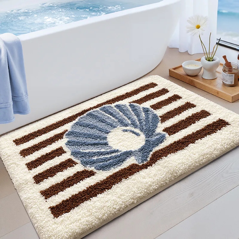 Coastal Shell Stripe Flocked Rug