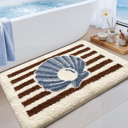 Coastal Shell Stripe Flocked Rug