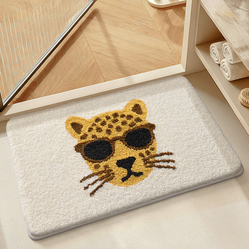 Funky Leopard Print Flocked Rug