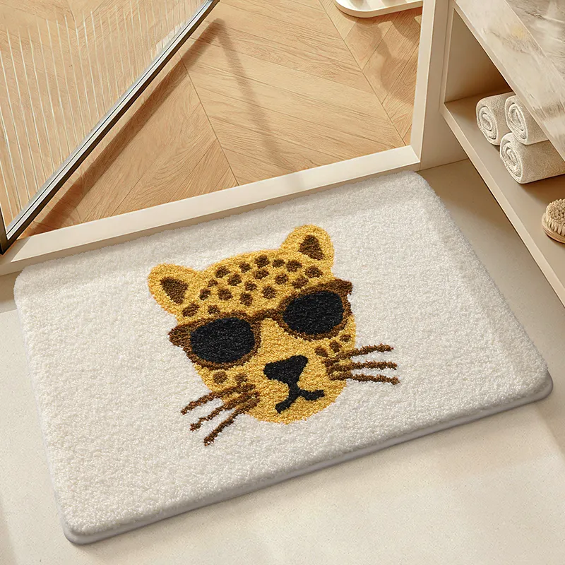 Funky Leopard Print Flocked Rug