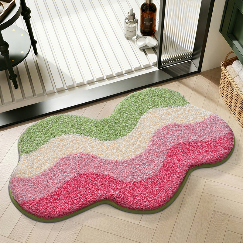 Pastel Wavy Cloud Flocked Rug