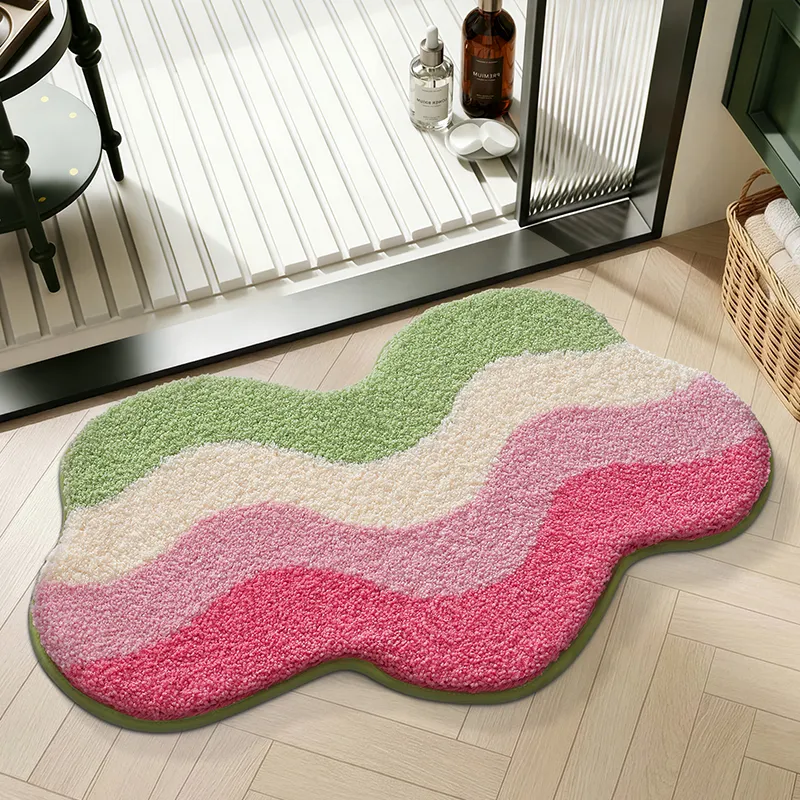 Pastel Wavy Cloud Flocked Rug
