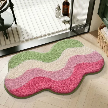 Pastel Wavy Cloud Flocked Rug