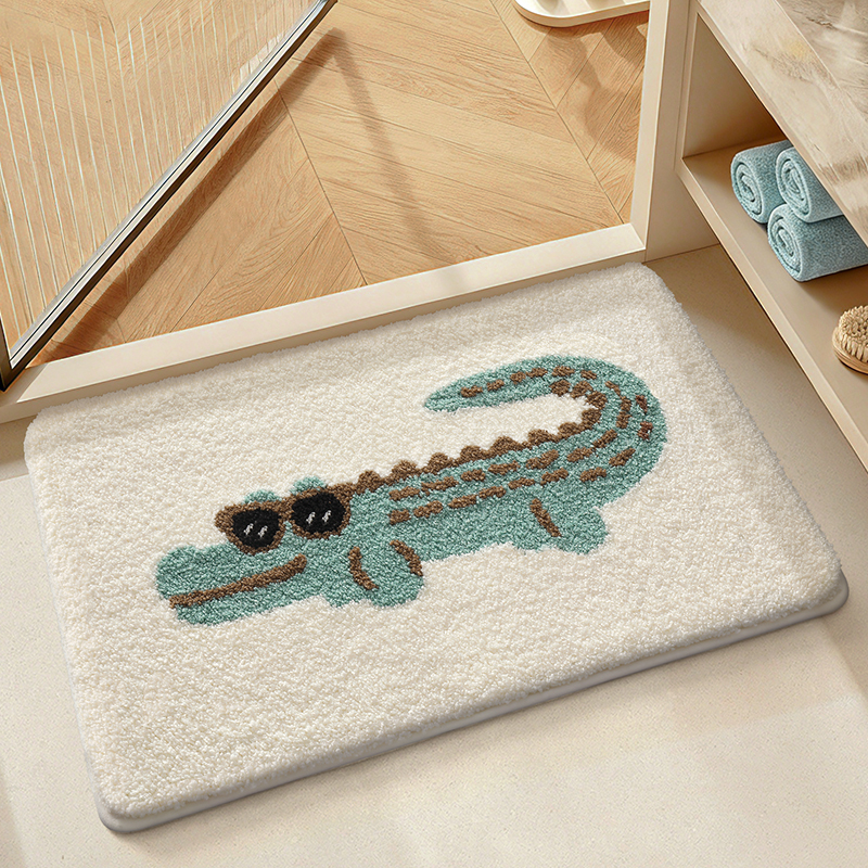 Cartoon Crocodile Flocked Rug