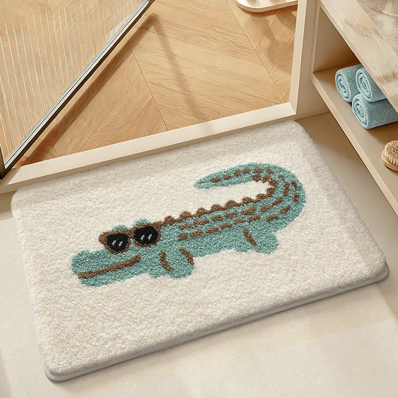 Cartoon Crocodile Flocked Rug