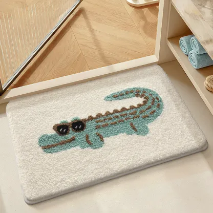 Cartoon Crocodile Flocked Rug