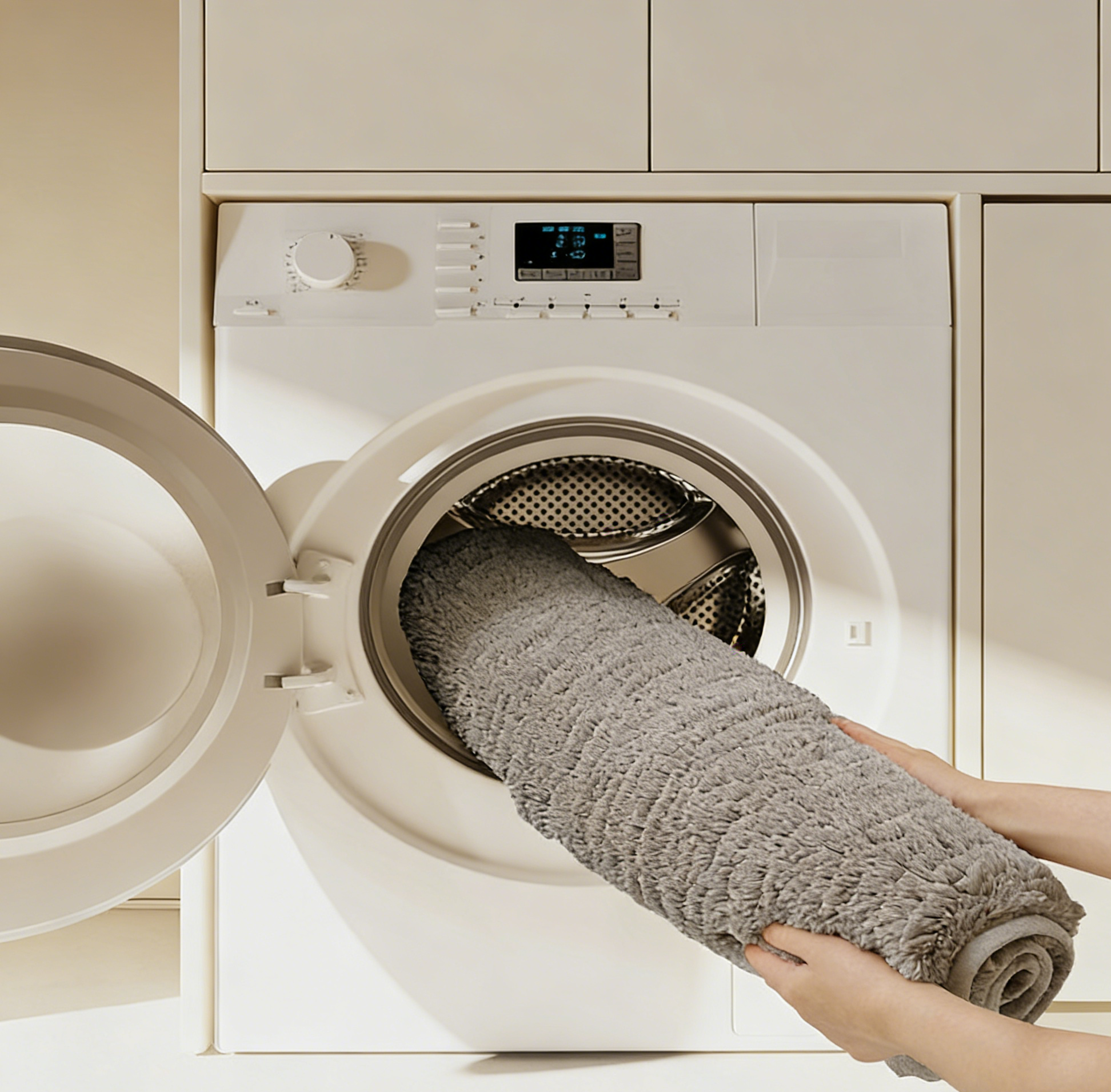 Soft Gray Minimalist Tufted Rug