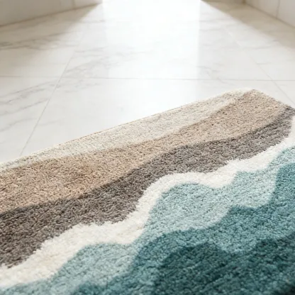 Beach Wave Layered Flocked Rug