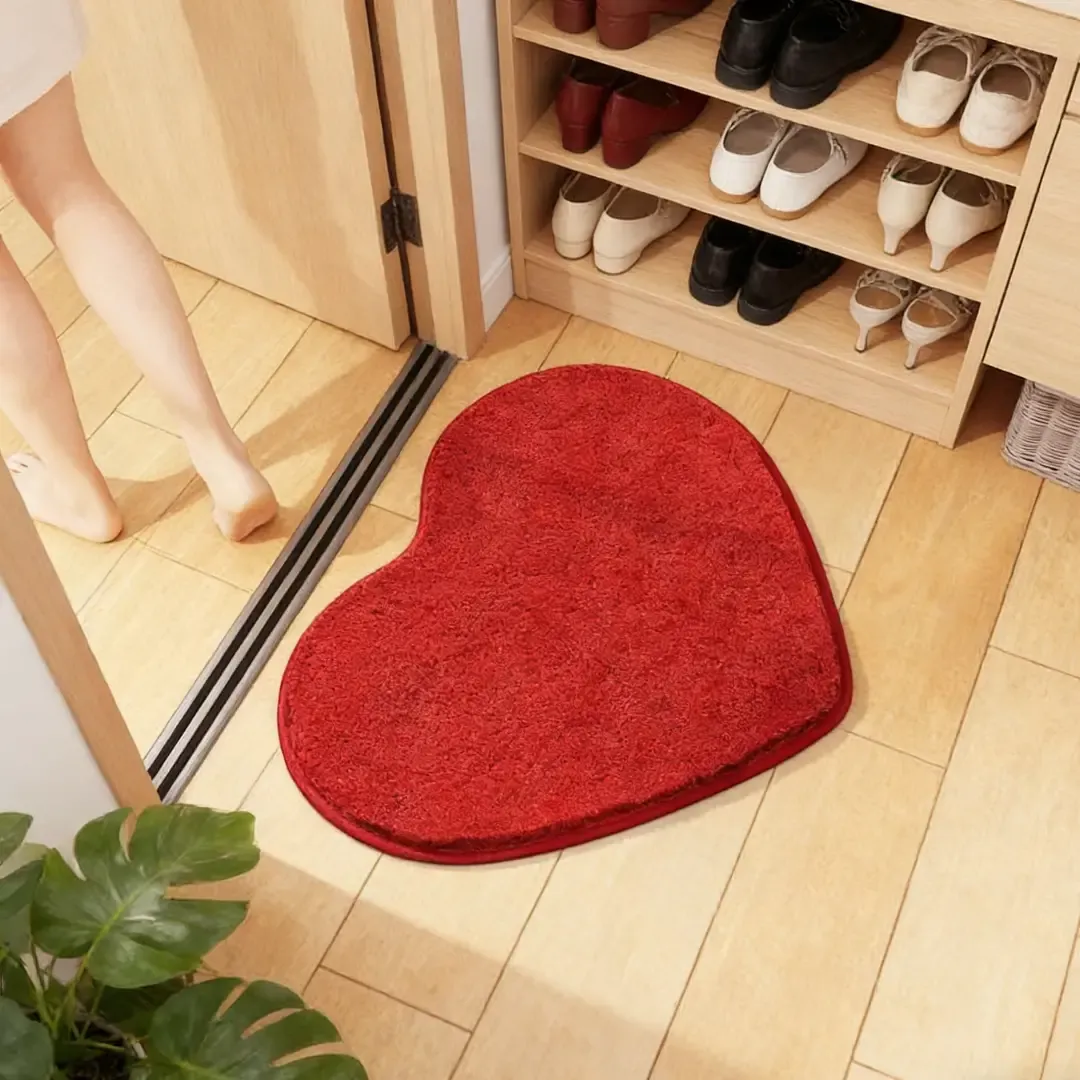 Romantic Red Heart Flocked Rug