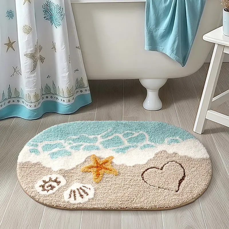 Coastal Wave Flocked Rug