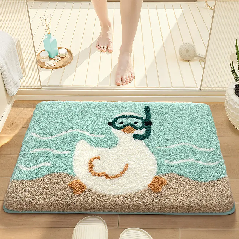 Sea-Exploring Duckling Flocked Rug