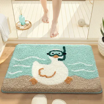 Sea-Exploring Duckling Flocked Rug