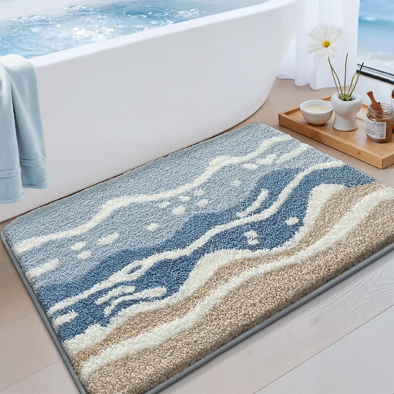 Wavy Ocean Flocked Rug
