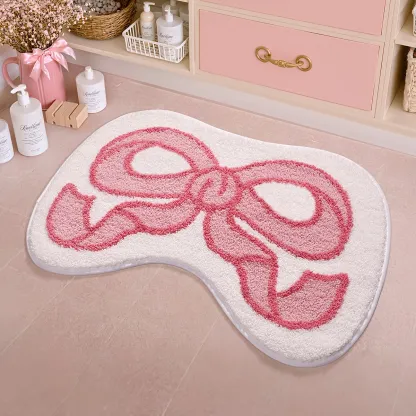 Pink Bowed Flocked Rug