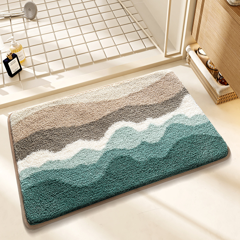 Beach Wave Layered Flocked Rug