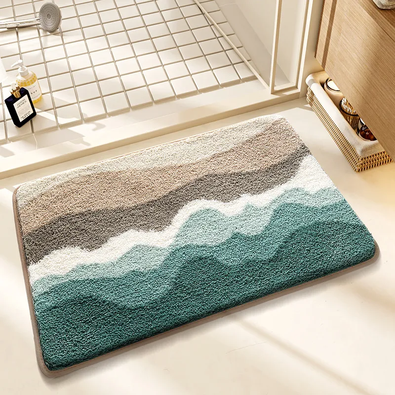 Beach Wave Layered Flocked Rug