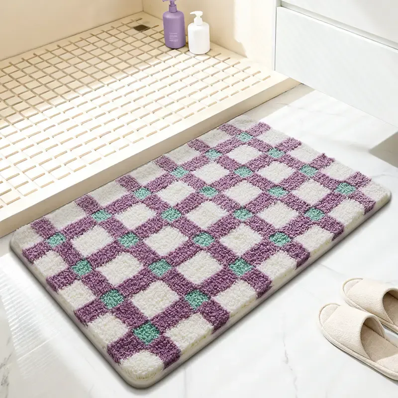Violet Grid Home Flocked Rug