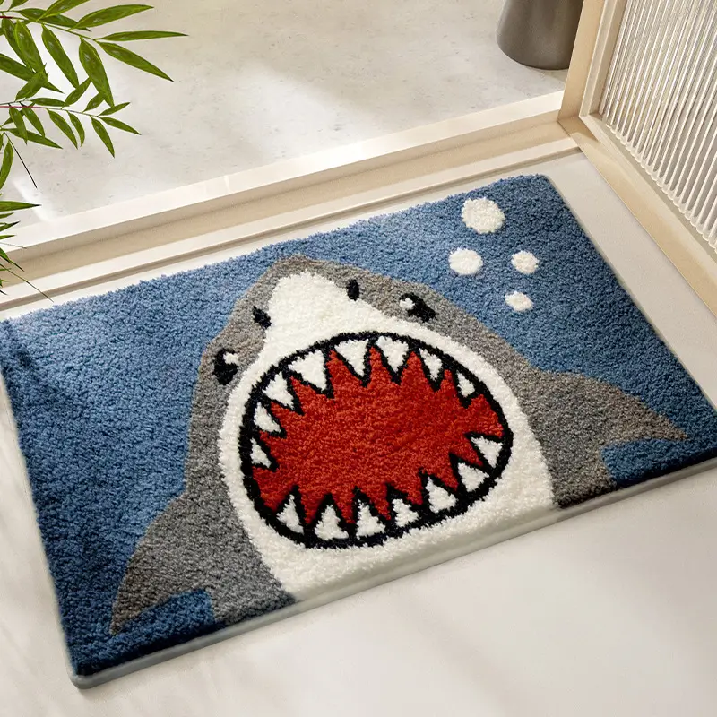 Ocean Predator Shark Flocked Rug