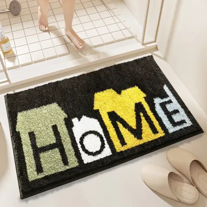 Warm Home Typography Flocked Rug