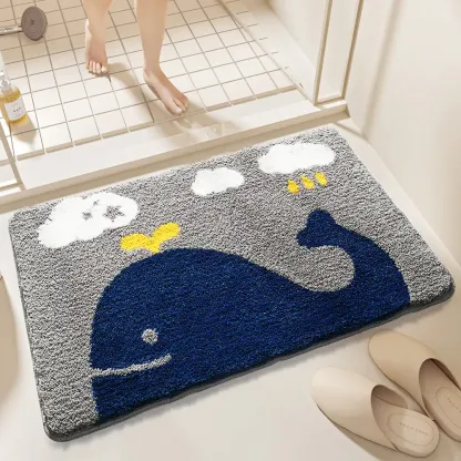 Nautical Whale Flocked Rug