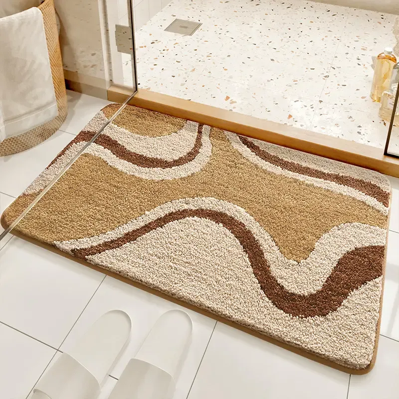 Earth Tone Swirl Flocked Rug