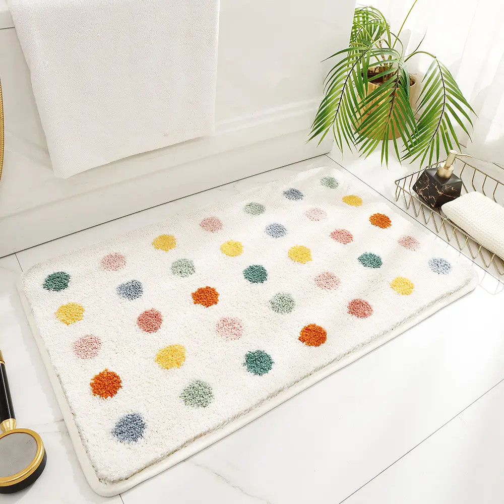 Colorful Polka Dot Flocked Rug