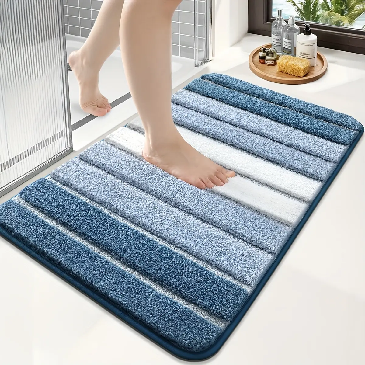 Gradient Stripe Flocked Rug
