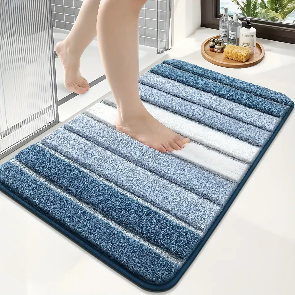 Gradient Stripe Flocked Rug