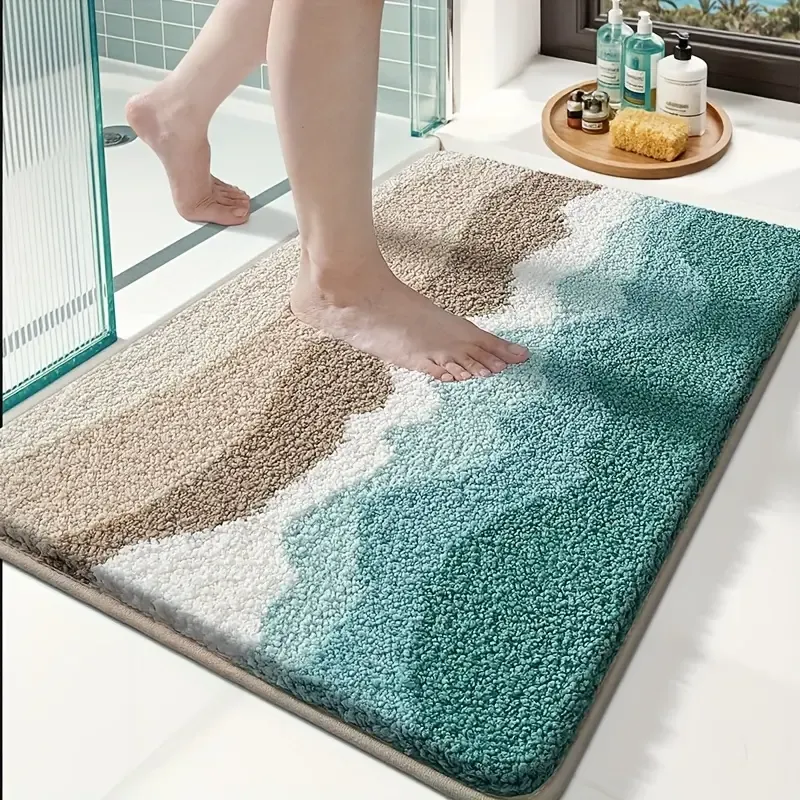 Beach Wave Layered Flocked Rug