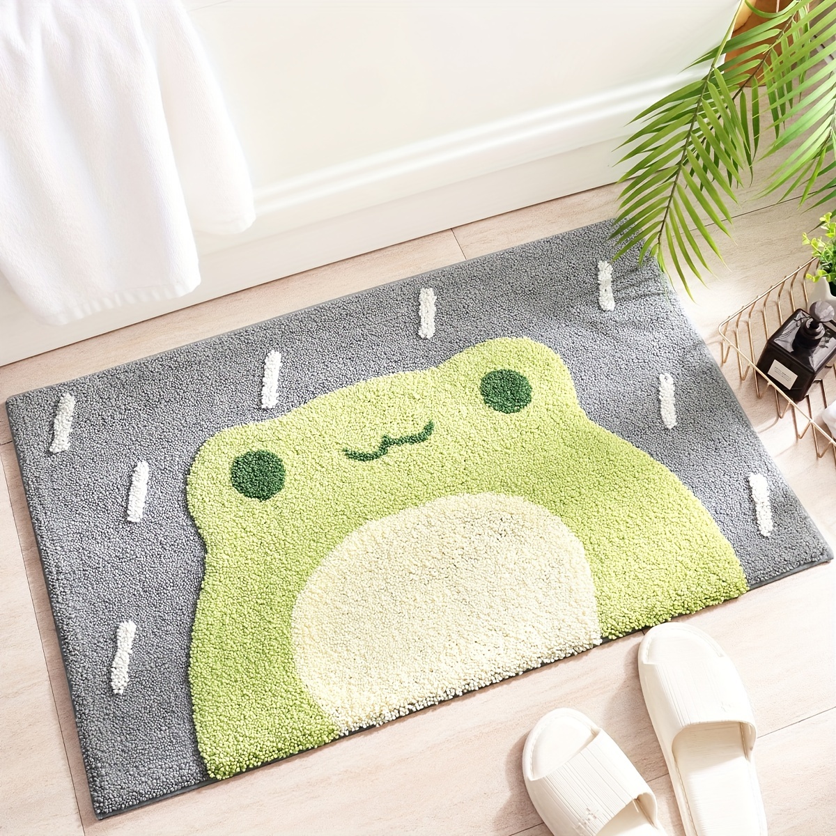 Rainy Day Frog Flocked Rug