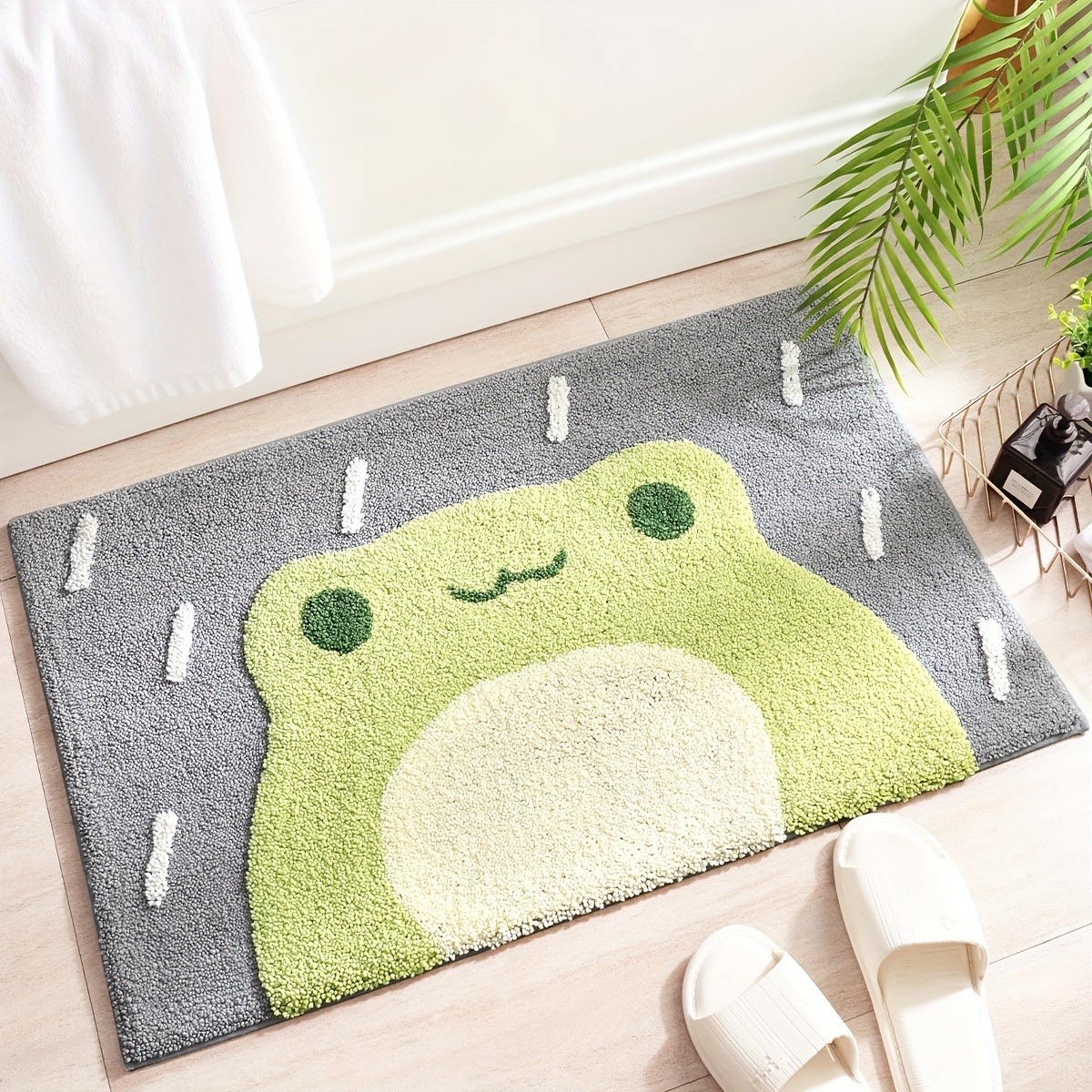Rainy Day Frog Flocked Rug