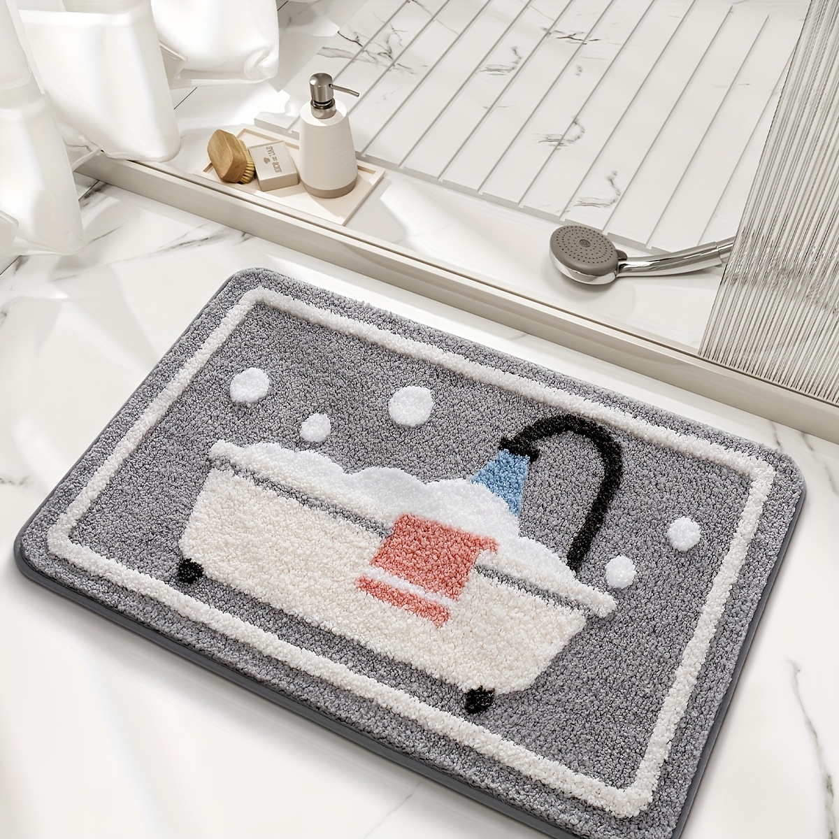 Bubble Bath Tub Flocked Rug