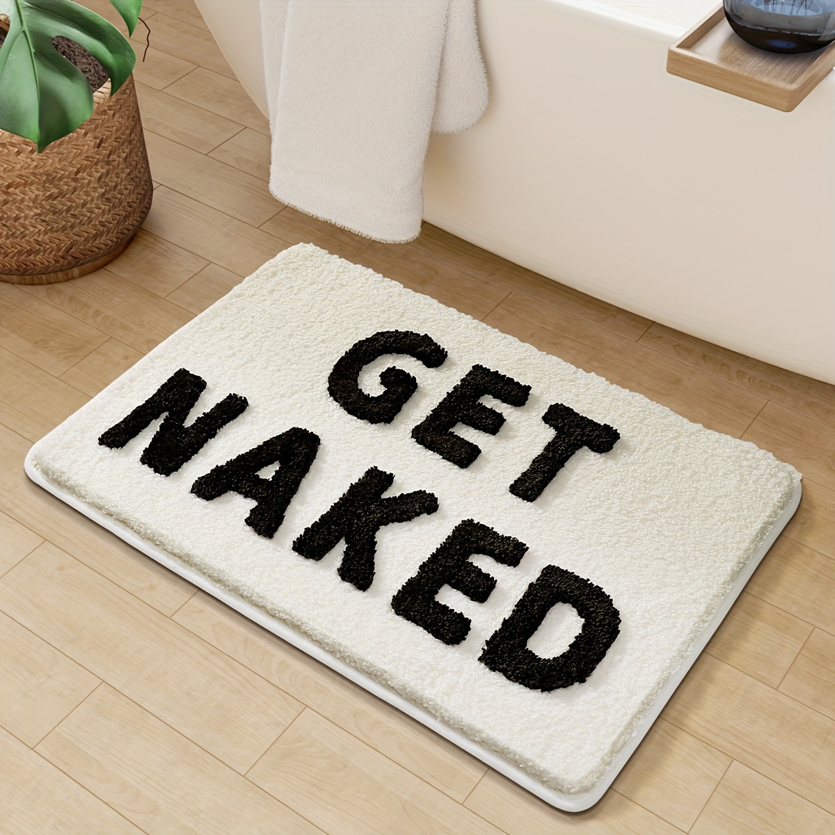 Bathroom Humor "Get Naked" Flocked Rug
