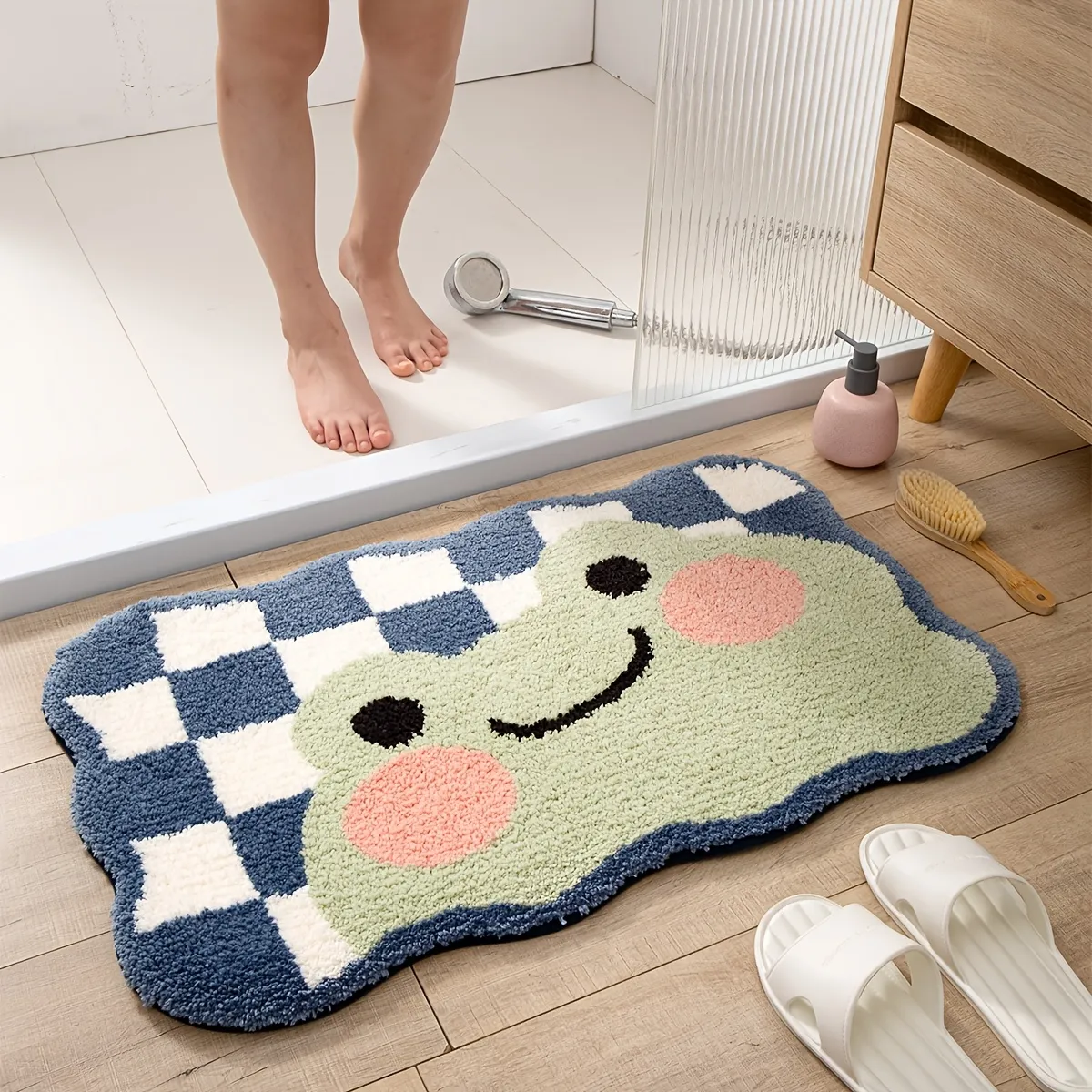 Smiley Frog Flocked Rug
