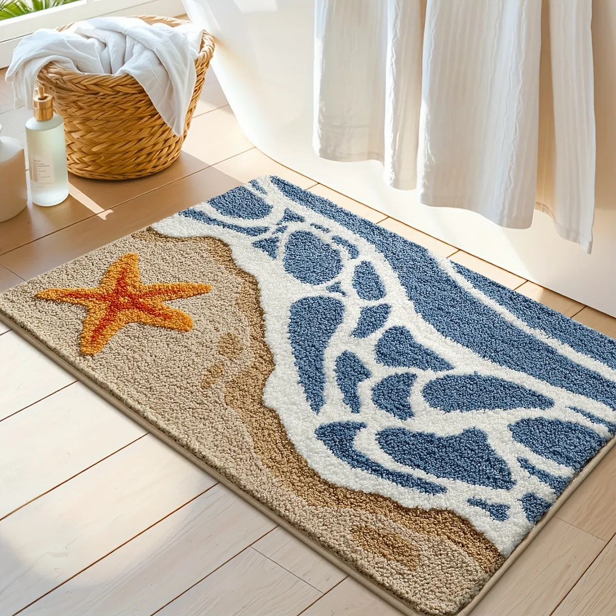 Seaside Starfish Flocked Rug 