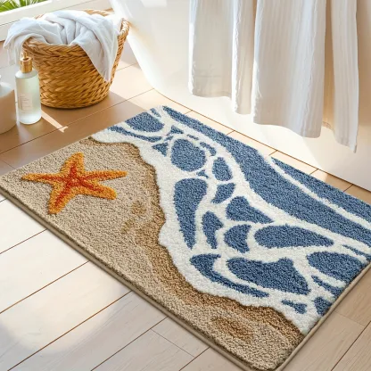Seaside Starfish Flocked Rug 