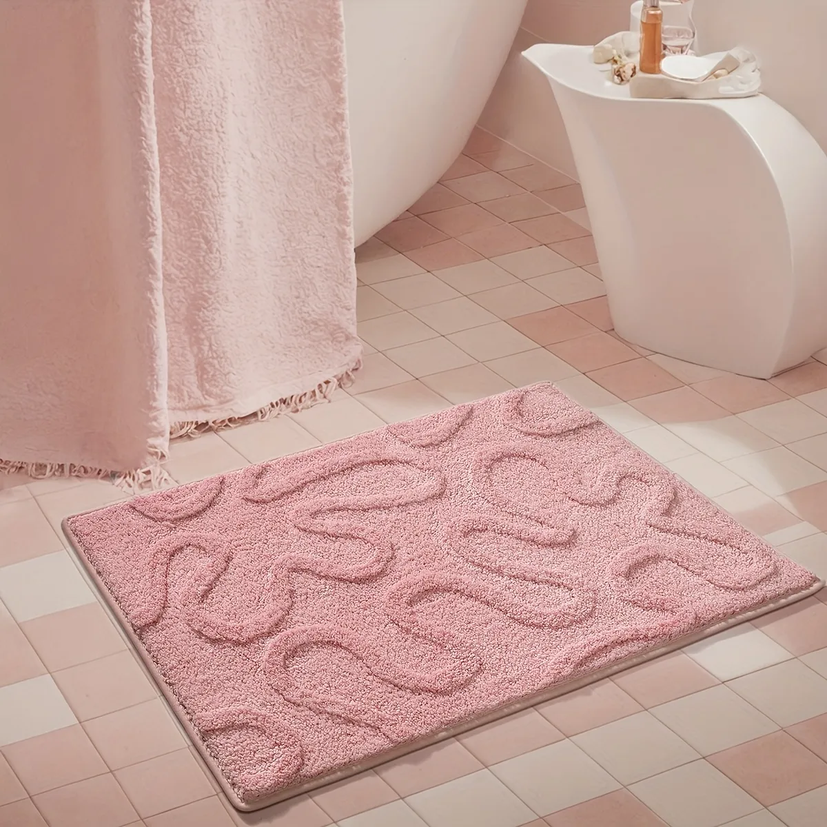 Coral Swirl Flocked Rug