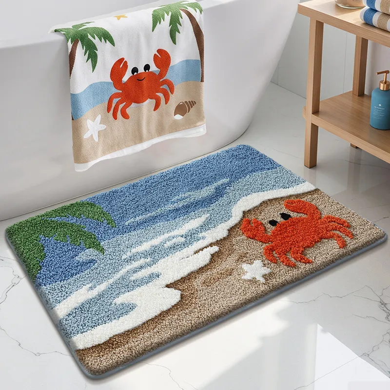 Shore Crab Walk Flocked Rug