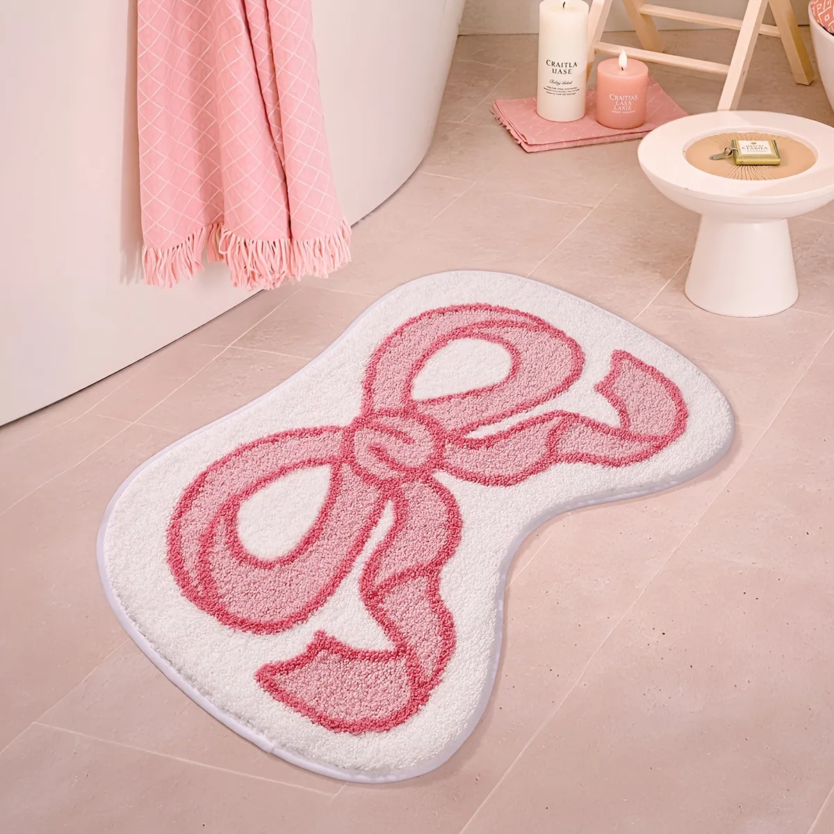 Pink Bowed Flocked Rug