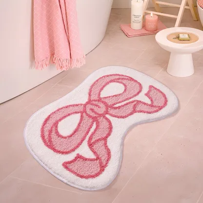 Pink Bowed Flocked Rug