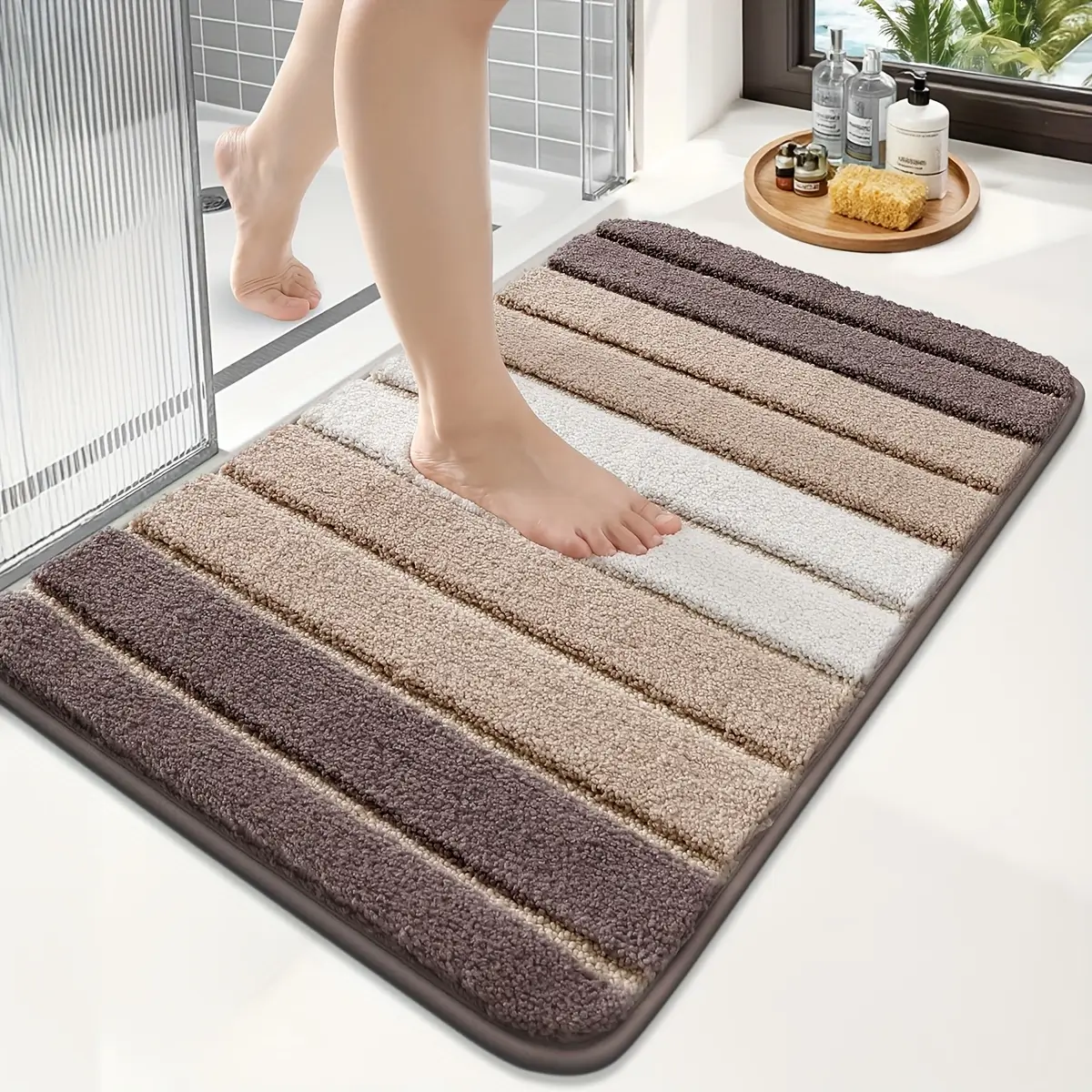 Gradient Stripe Flocked Rug