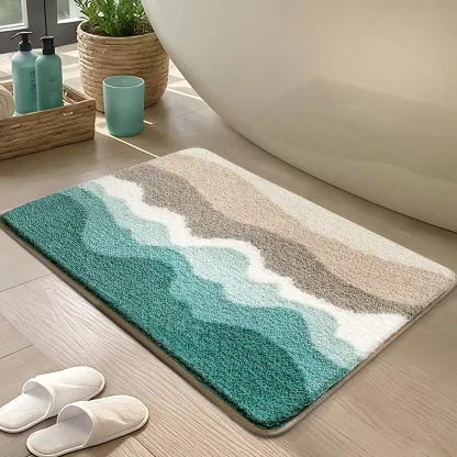 Beach Wave Layered Flocked Rug