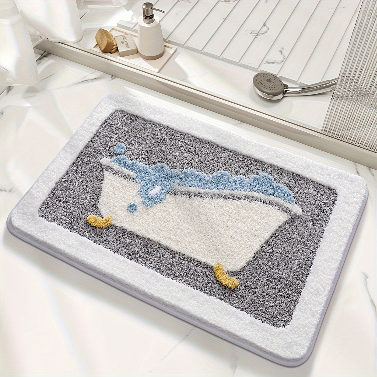 Bubble Bath Tub Flocked Rug