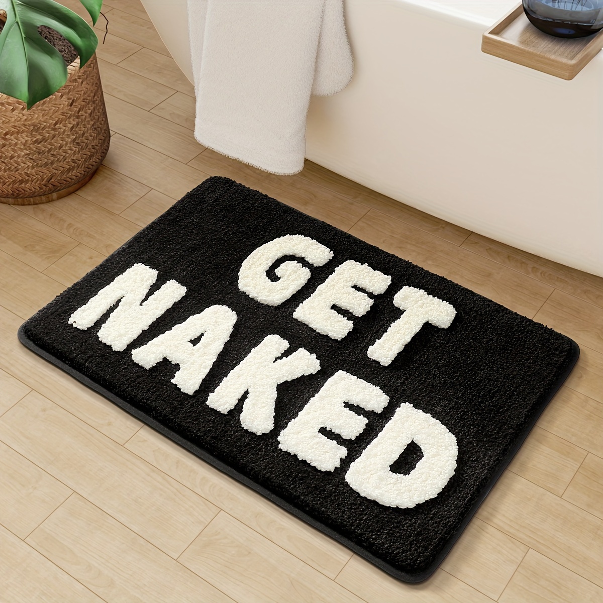 Bathroom Humor "Get Naked" Flocked Rug