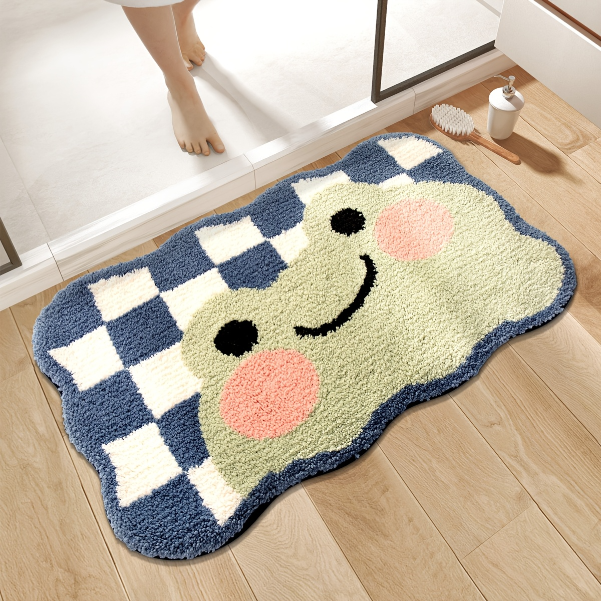 Smiley Frog Flocked Rug