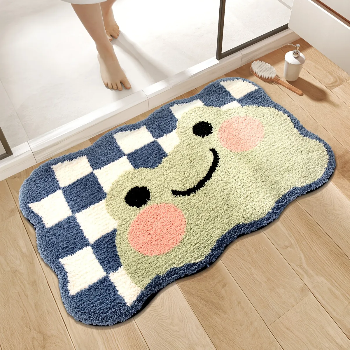 Smiley Frog Flocked Rug