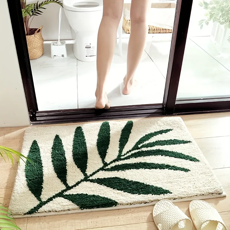Palm Leaf Silhouette Flocked Rug