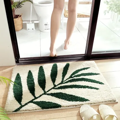 Palm Leaf Silhouette Flocked Rug