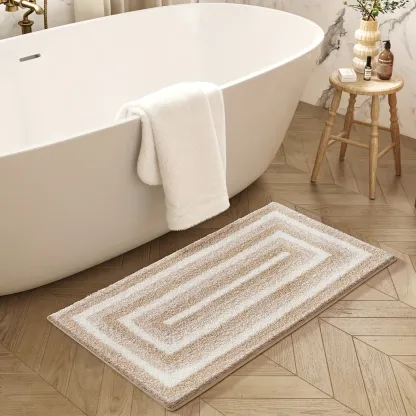 Geometric Border Flocked Rug