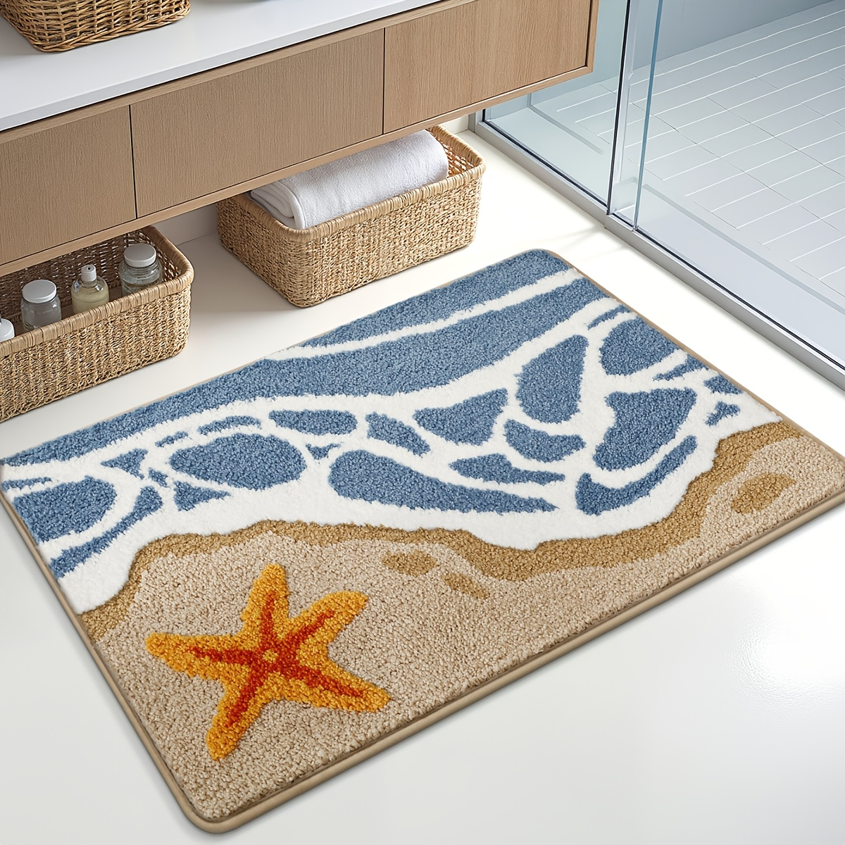 Seaside Starfish Flocked Rug 